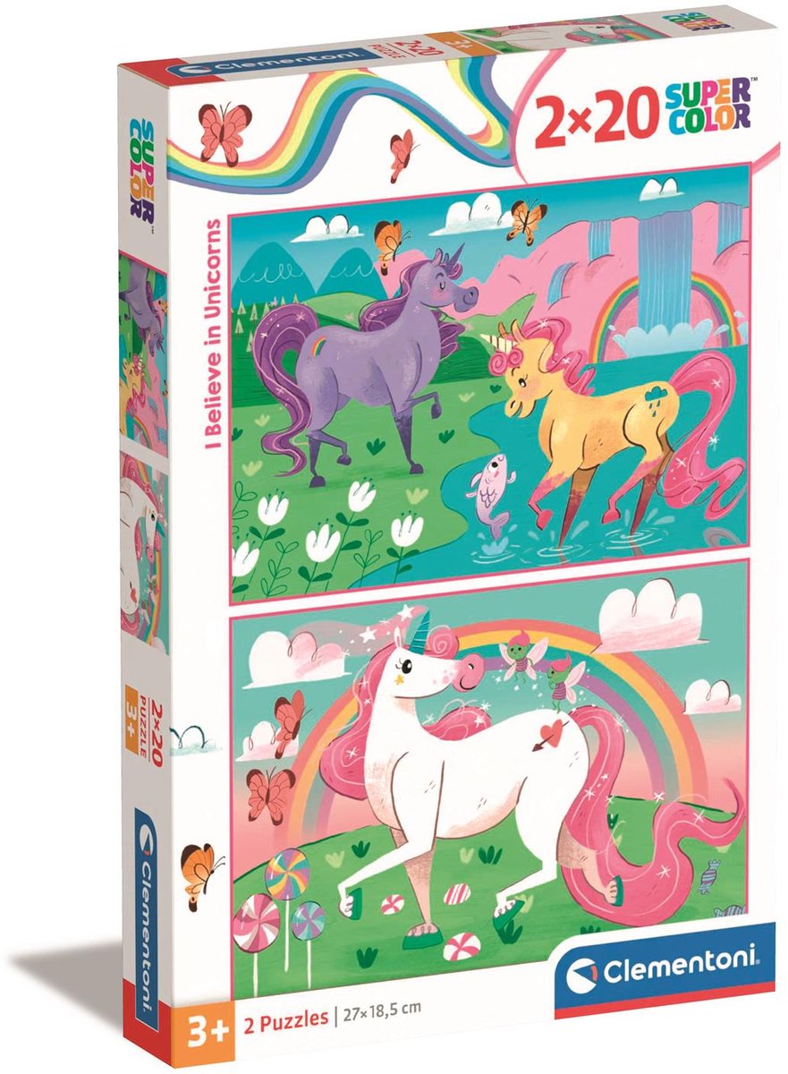 Clementoni brillantes Puzzle Einhorn, 2x20 Teile.