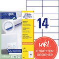 Avery witte etiketten quickpeel formaat 105 x 423 mm (b x h) 1.400 stuks 14 per blad doos van 100 blad