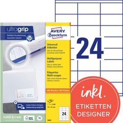 Avery etiketten zweckform 3422 universeel 70x35mm