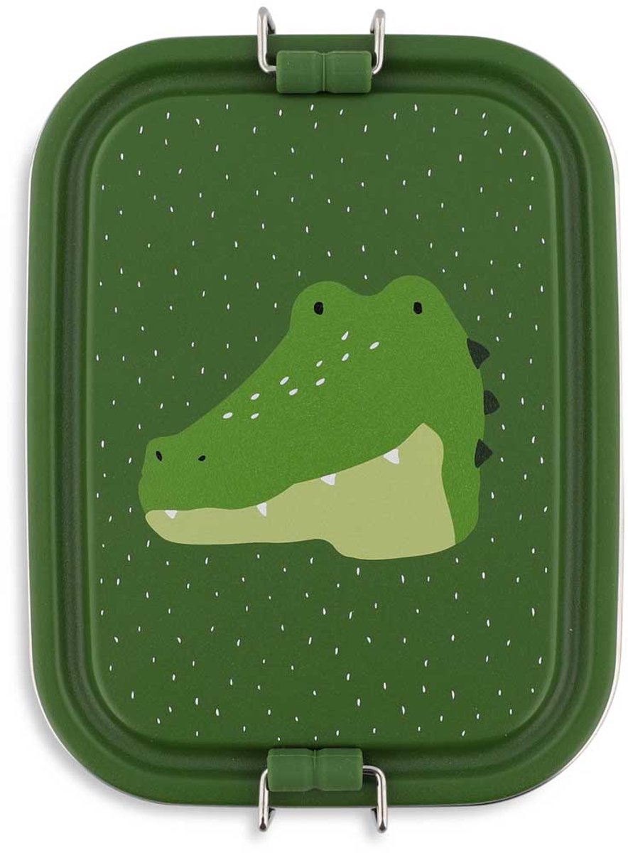 Trixie | brooddoos klein - mr. alligator - rsv lunchbox voor kinderen - makkelijk te openen broodtrommel - groen - rvs