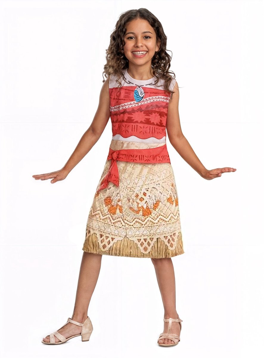 Disguise disney - moana 2, kostuum moana vaiana basic plus jurk, maat s (5 - 6 jaar) s