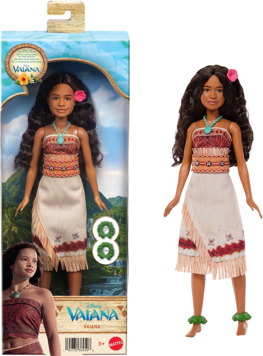 Disney vaiana pop met outfit die aan en uit kan en 5 accessoires - geïnspireerd op live-actionfilm