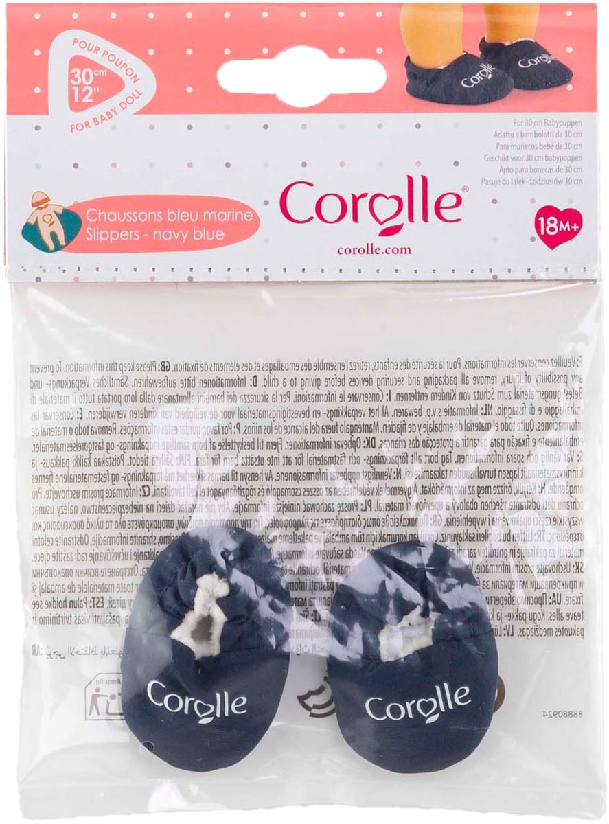 Corolle marineblaue Hausschuhe für Babypuppen, 30 cm