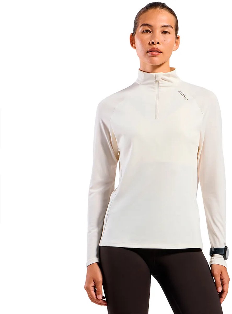 Odlo essential ceramiwarm sweatshirt met halve rits wit l vrouw l