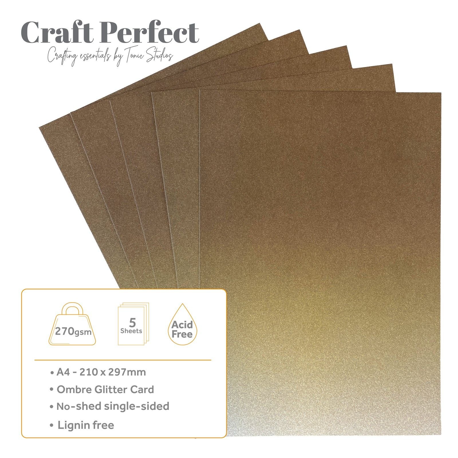 Craft perfect by tonic studios craft perfect • glitter card a4 250g ombre oyster luster 5pcs