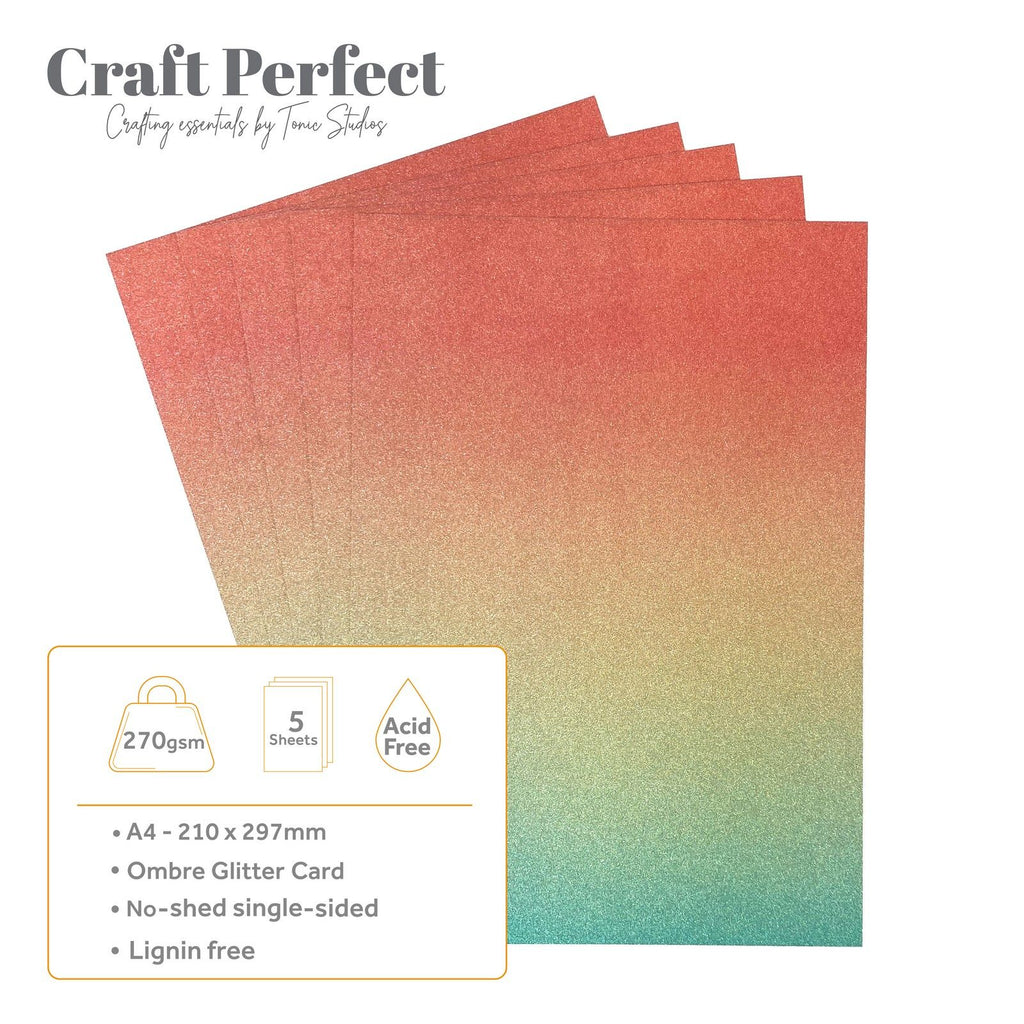 Craft perfect by tonic studios craft perfect • glitter card a4 250g ombre mermaid shimmer 5pcs