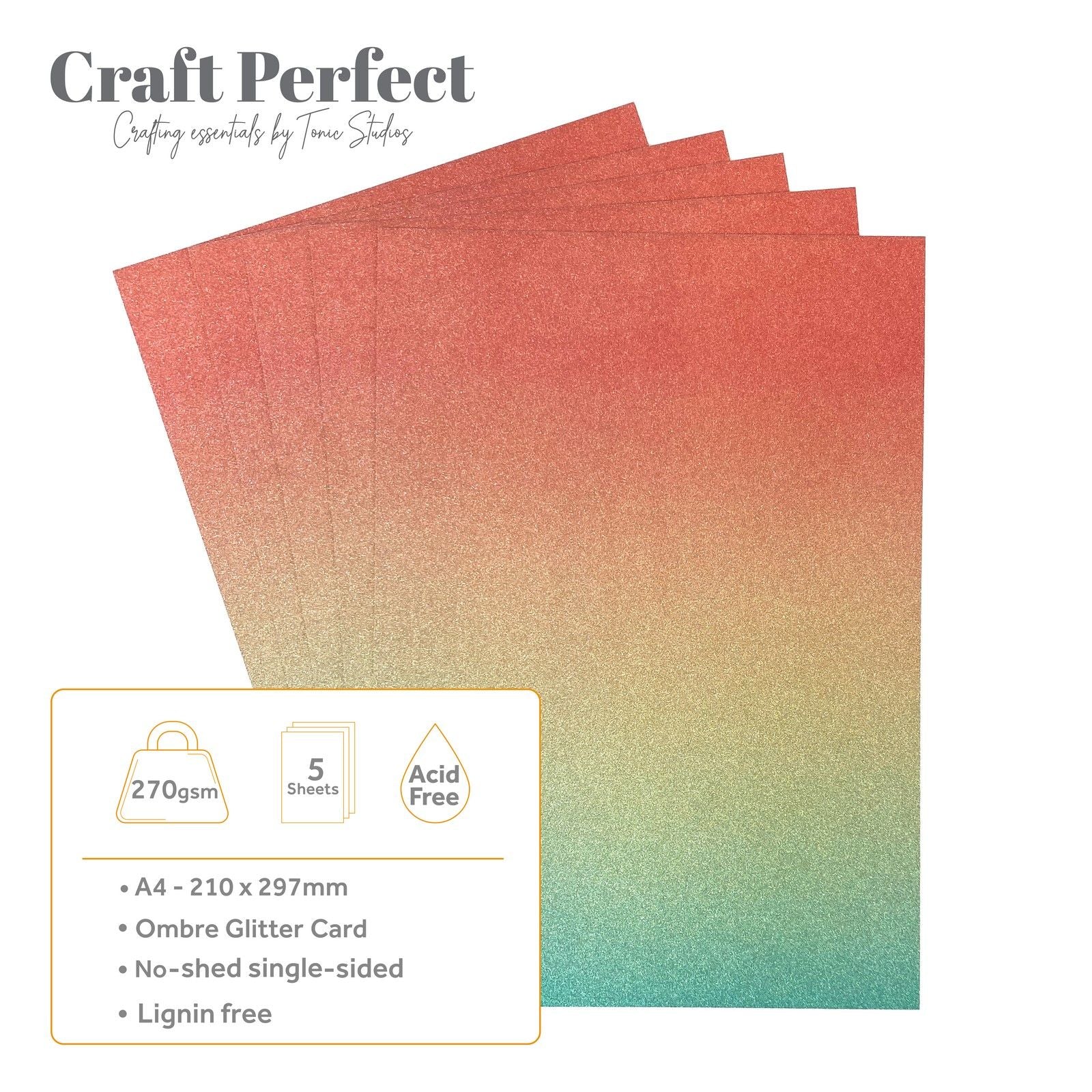 Craft perfect by tonic studios craft perfect • glitter card a4 250g ombre mermaid shimmer 5pcs