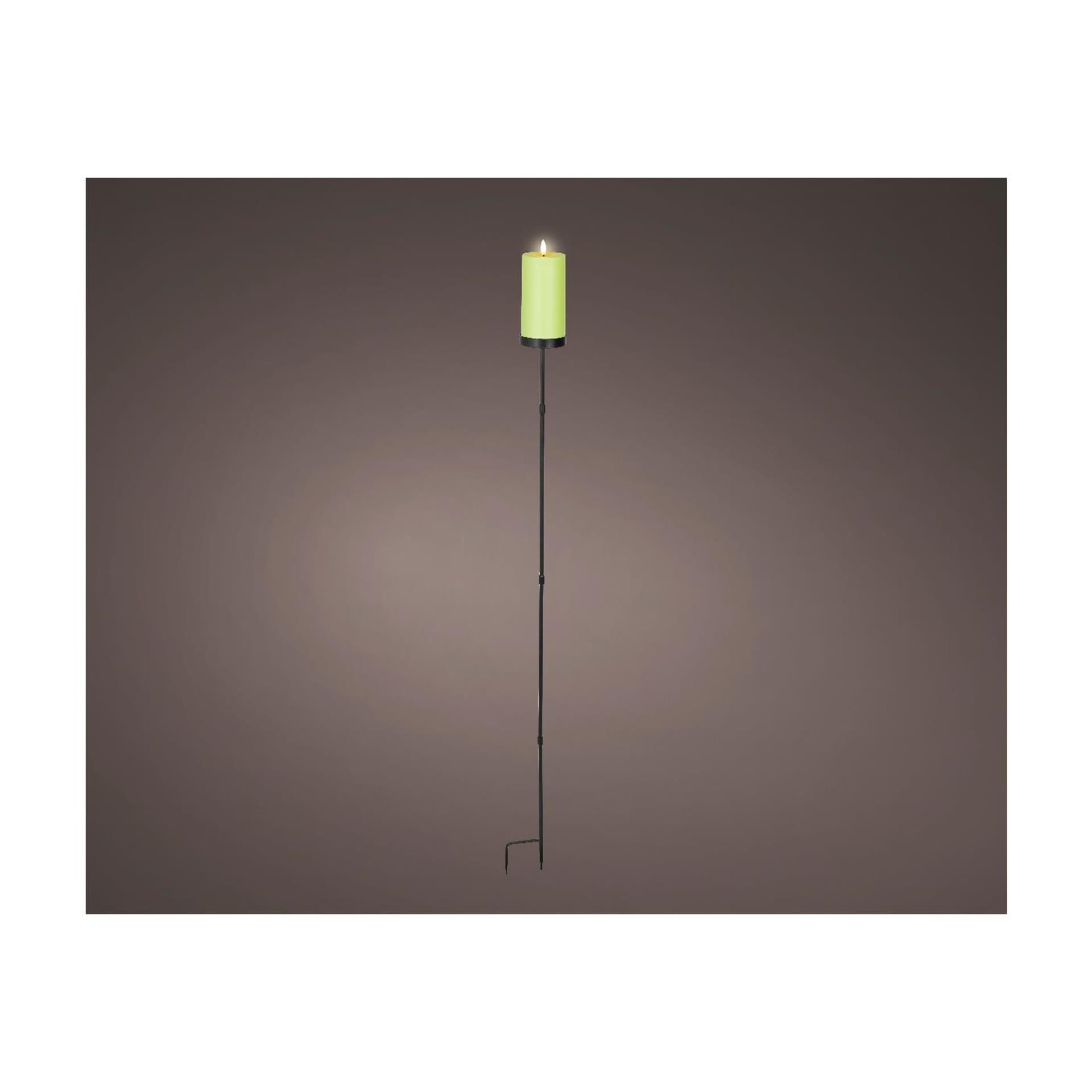 Lumineo solar kaars op steker groen ø7xh117cm