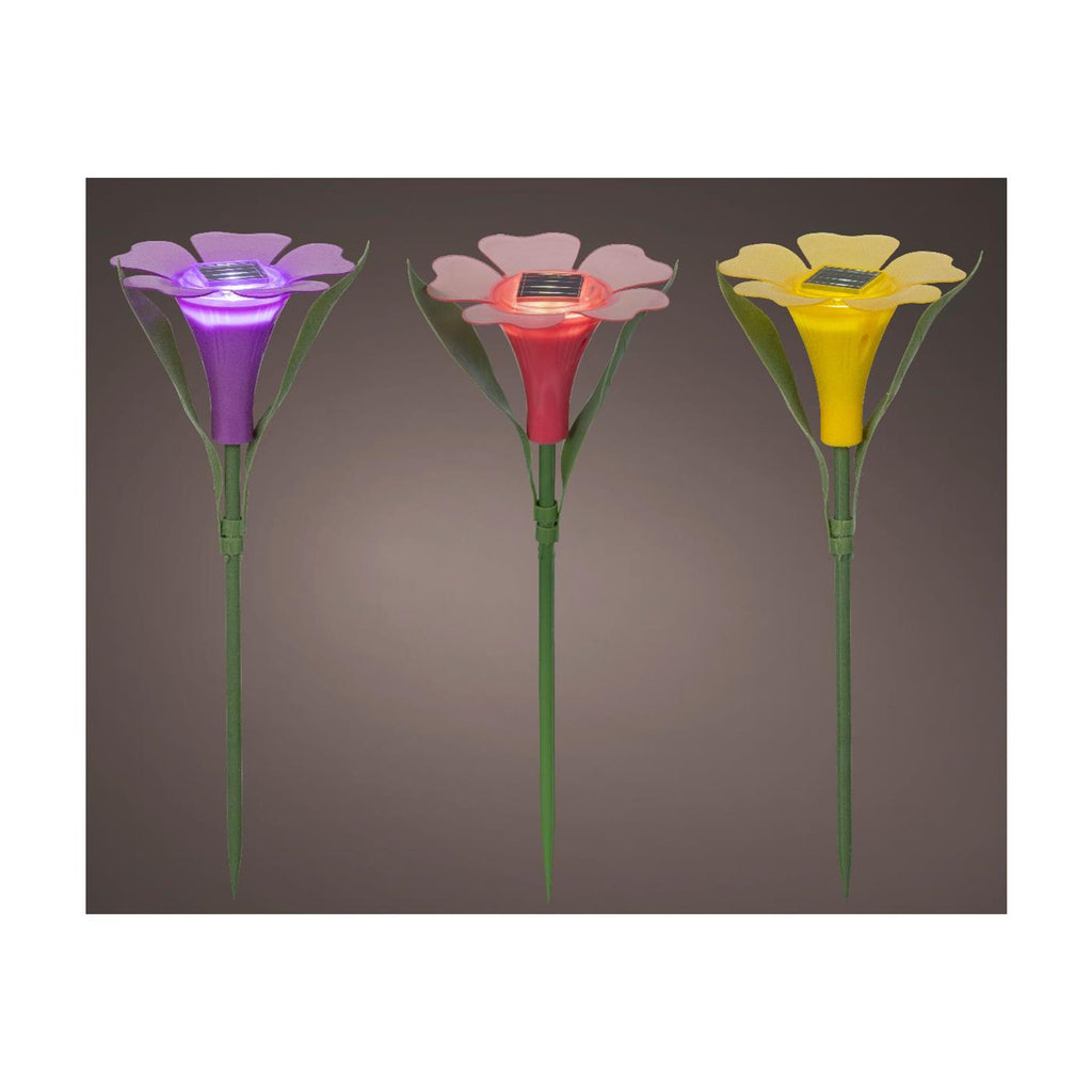 Lumineo solar steeklamp bloem plastic ø10xh30cm