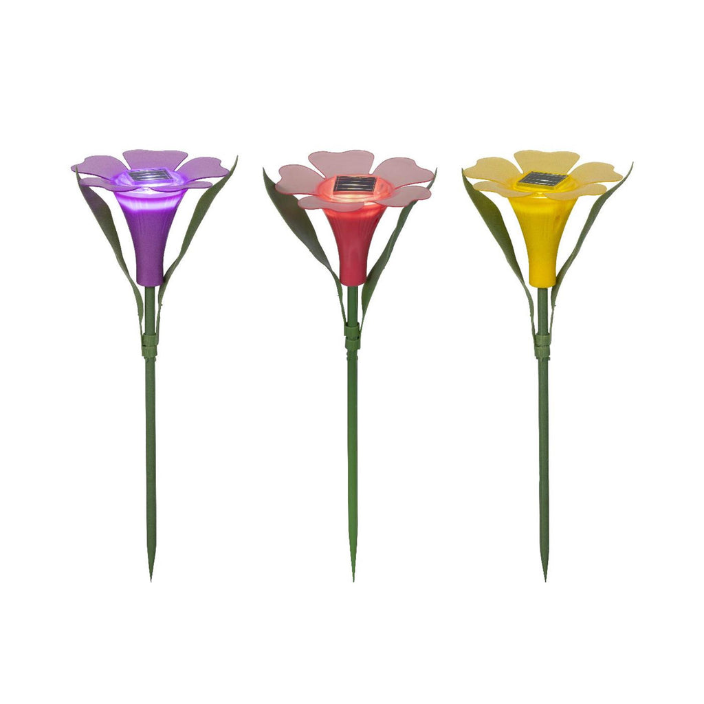 Lumineo solar steeklamp bloem plastic ø10xh30cm