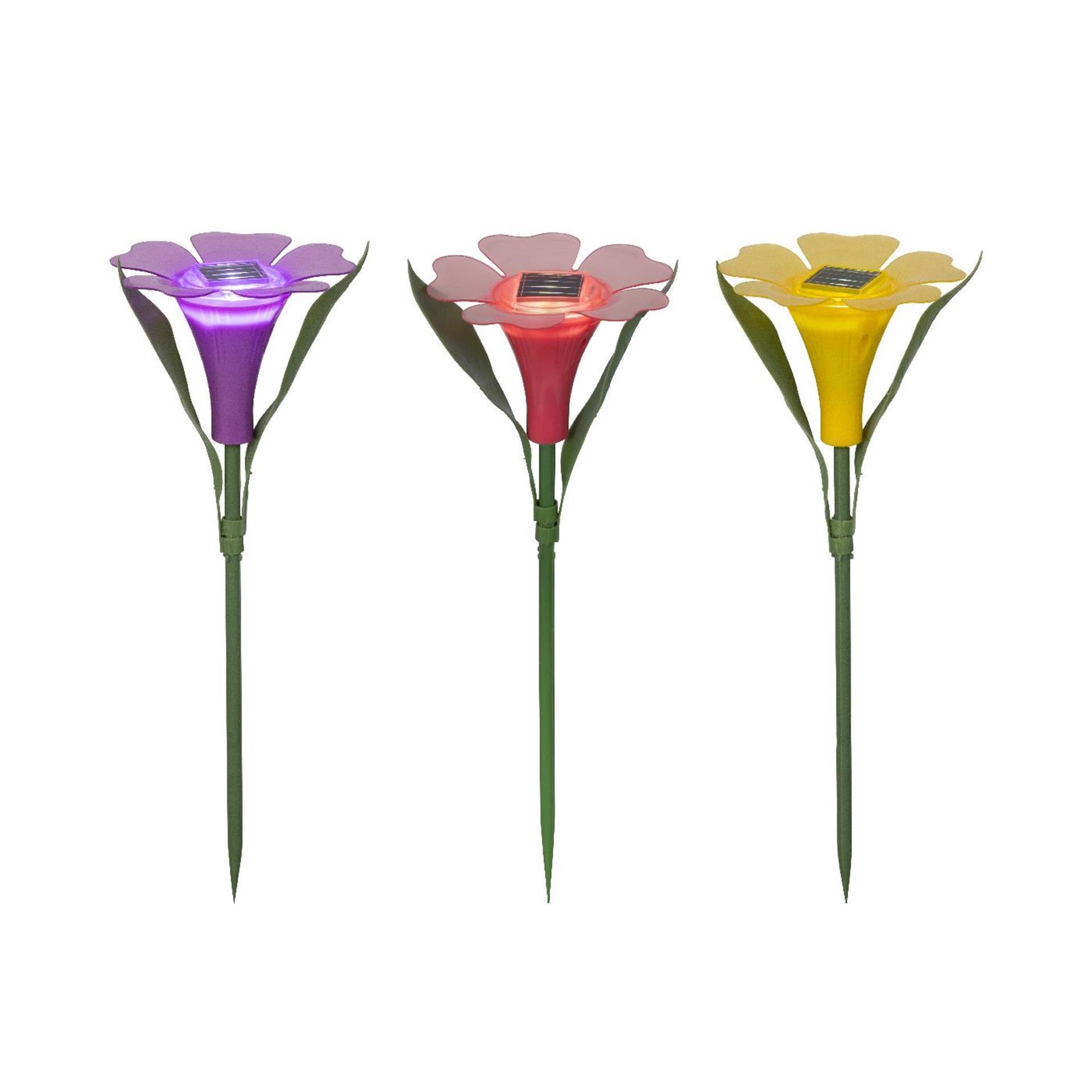 Lumineo solar steeklamp bloem plastic ø10xh30cm