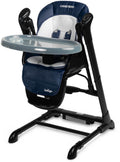 Indigo black serie - kinderstoel en babyschommel - zwart frame - 2 in 1 - pcv bekleding
