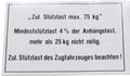 Bünte stützlastschild anhänger load plate 75 kg 105x74 mm