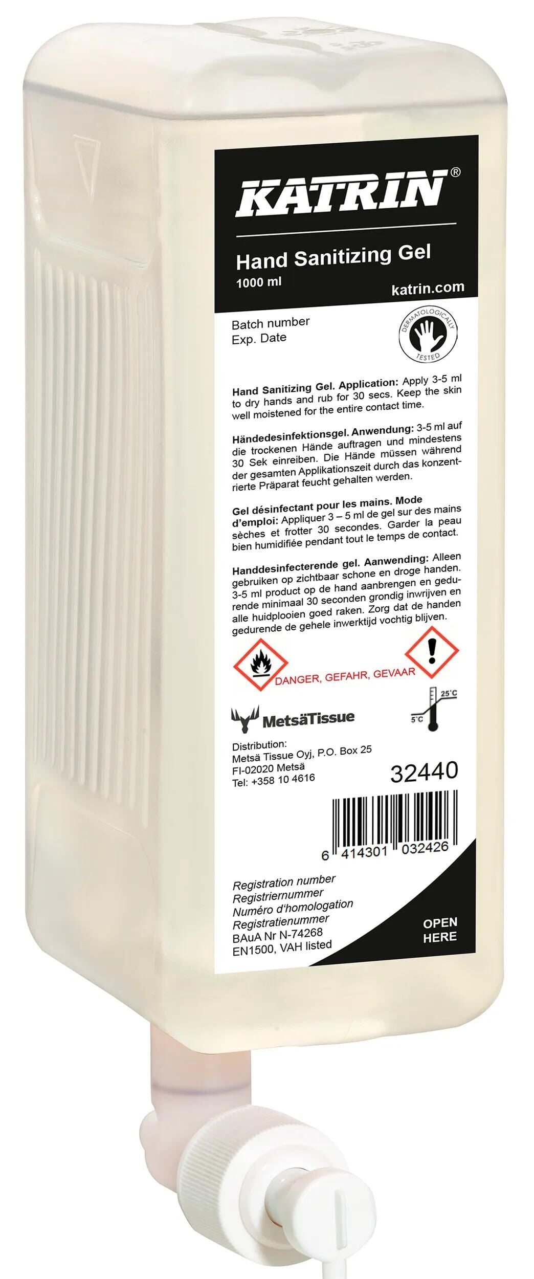 Katrin desinfektionsmittel hand sanitizing gel hand disinfectant gel 1l.