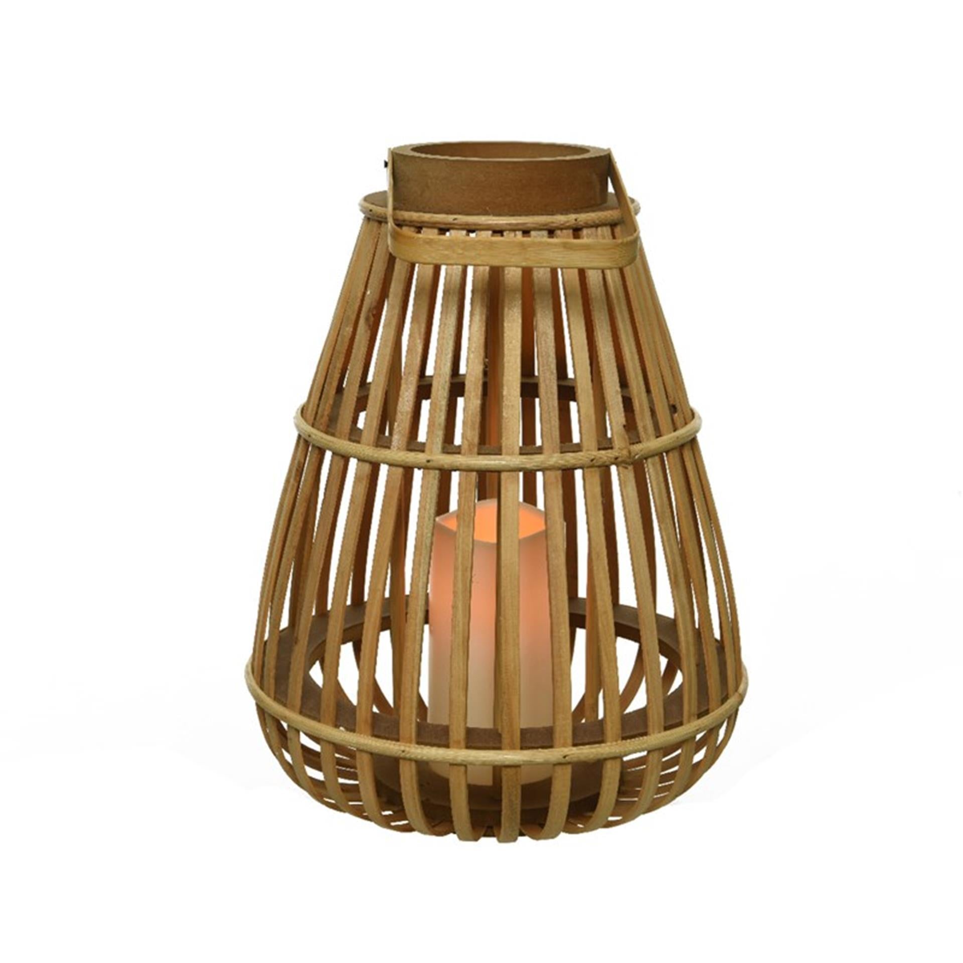 Decoris lumineo led lantaarn bamboe 25x25x27,5cm (excl. 3x aaa batterijen)