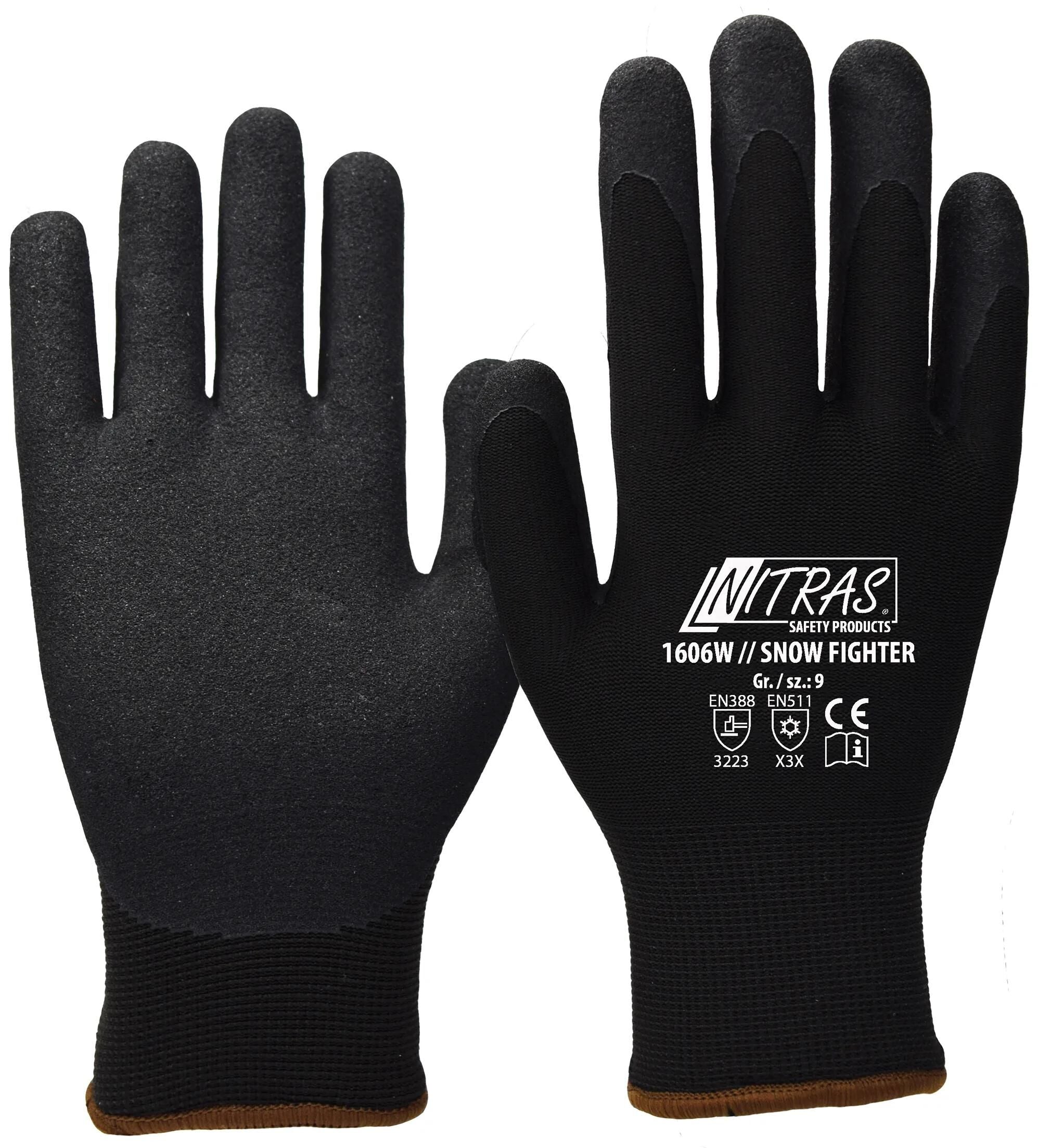 Nitras safety winterhandschuh snow fighter winter glove size 8 black snow fighter