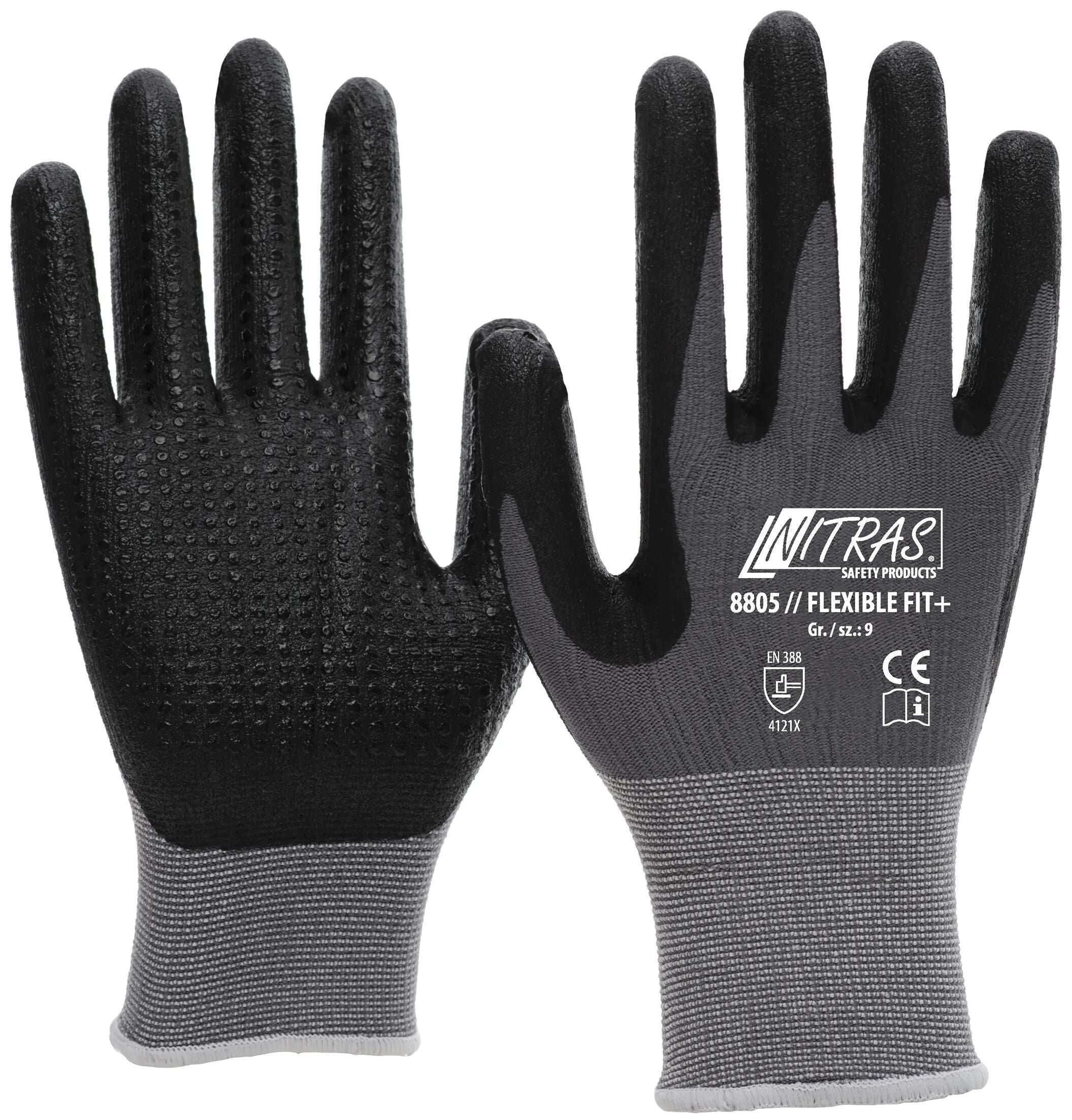 Nitras safety mechanikerhandschuh flexible fit+ glove size 11 pimples gray sw flexible fit+