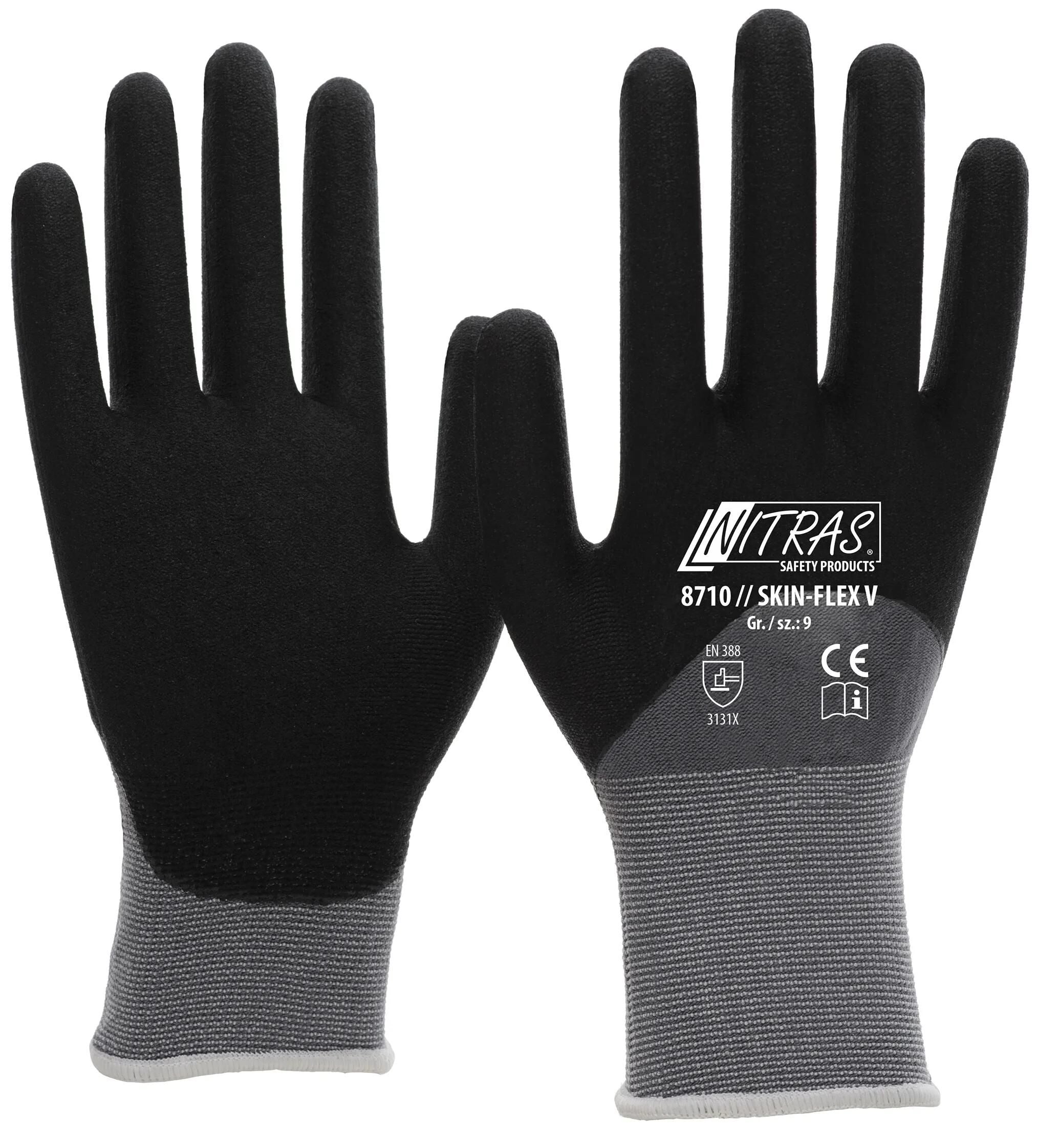 Nitras safety feinstrickhandschuh skin flex v glove size 8 skin flex v