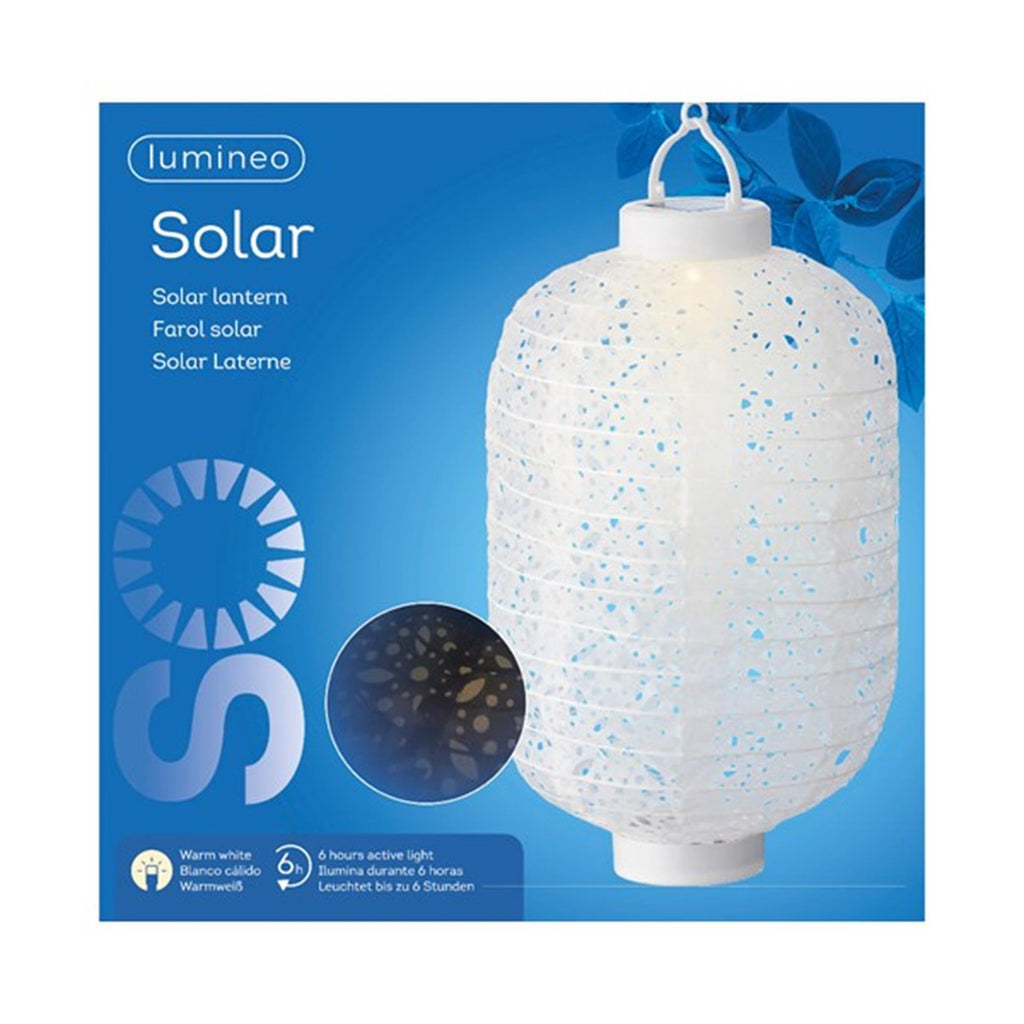 Lumineo led solar lantaarn ø20-h30cm nylon heeft 6 branduren en schakelaar