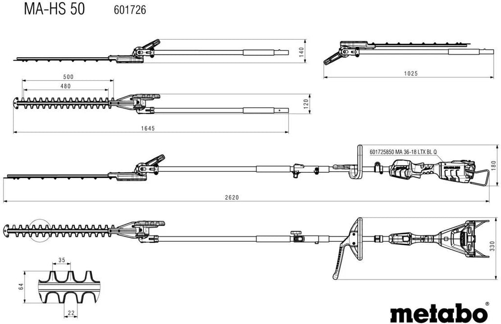 Metabo geräteaufsatz ma hedge trimmers attachment ma-hs 50
