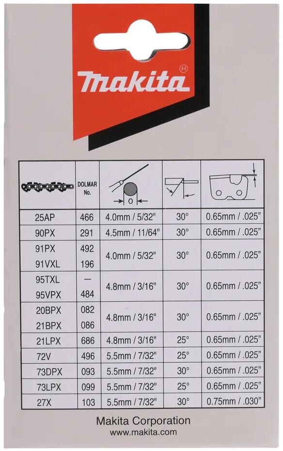 Makita accessoires makita sägekette 191h02-6 saw chain 35cm, 3 8 pcs. makita, 1.1mm groove widt