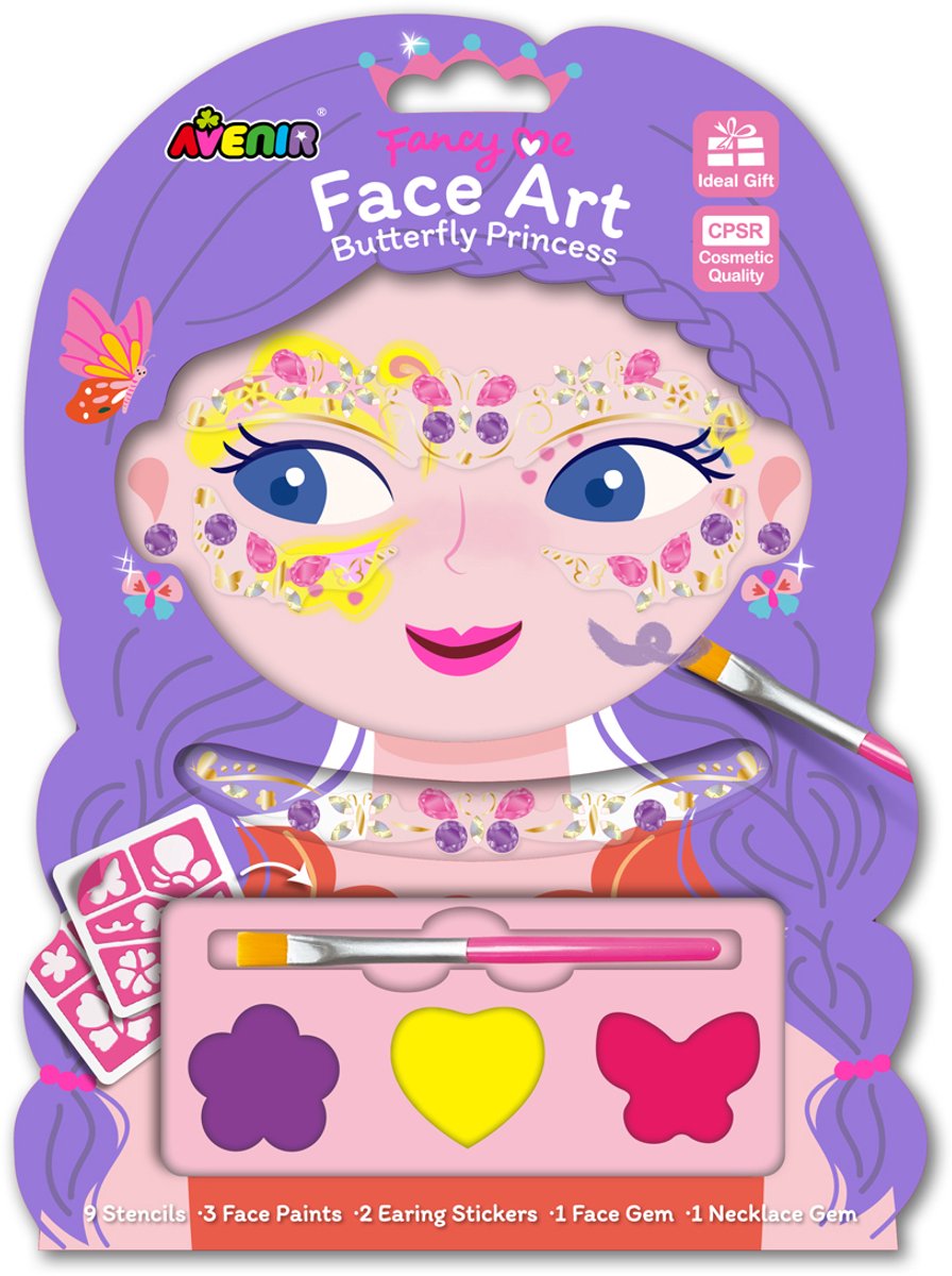 Avenir face art - vlinderprinses - met gezichtsverf en stickers - creatief spelen - 3+