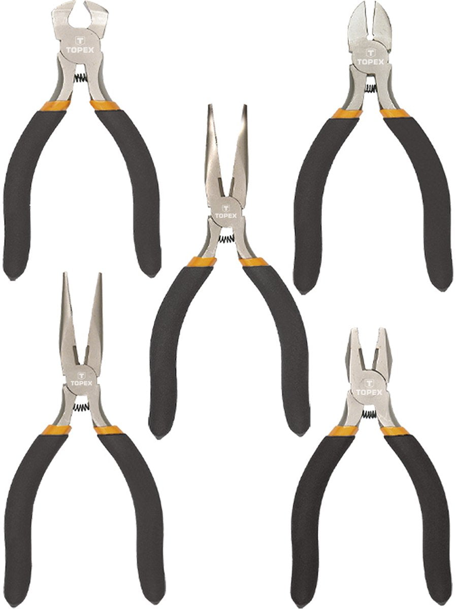 Topex - precieze tangenset - 5 stuks - ergonomische handgrepen - antislip