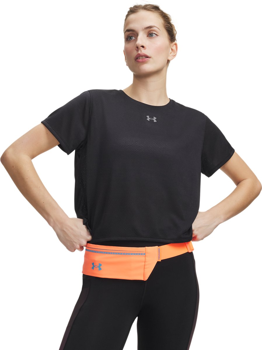 Under armour ua velociti shortsleeve-blk dames sportbroek - zwart - reflective xl