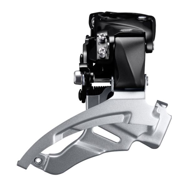 Shimano Umwerfer 3 x 9-fach Altus FD-M2000 – Top Swing – Dual Pull – mit hoher Klemmung – 40 Zähne (63–66°) – Schwarz/Silber