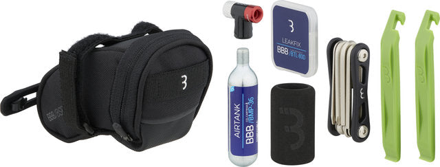 Bbb cycling zadeltas racefiets mountainbike inclusief co2 pomp en gereedschap - 0.79 liter - fiets toolkit - multitool fiets - combiset speedpack co2 bsb-58