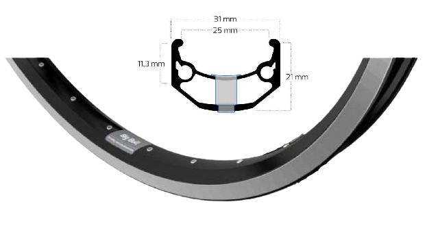 Ryde Rim Bull 26 Zoll (559) Schwarzer Bremsrand 36 Löcher 14g