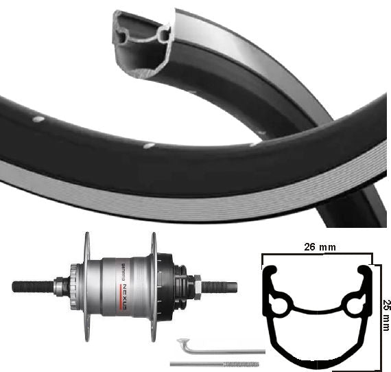 KGS Hinterrad 28 Zoll (622) Felge Stratos Black Silber Nexus 3 R.Brake