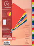 Exacompta tabbladen voor ft a4, uit pp, van a tot z, 20 tabs, met indexblad, geassorteerde kleuren