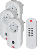 Brennenstuhl rc ce1 3001, set van 3 draadloze stopcontacten (met handzender en verhoogde aanraakbescherming) wit