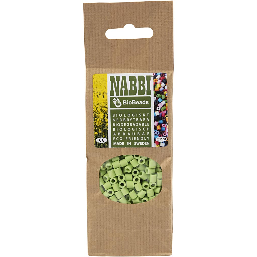 Creativ Company Nabbi Biobeads 5x5mm pastellgrün - 1000 Stück.