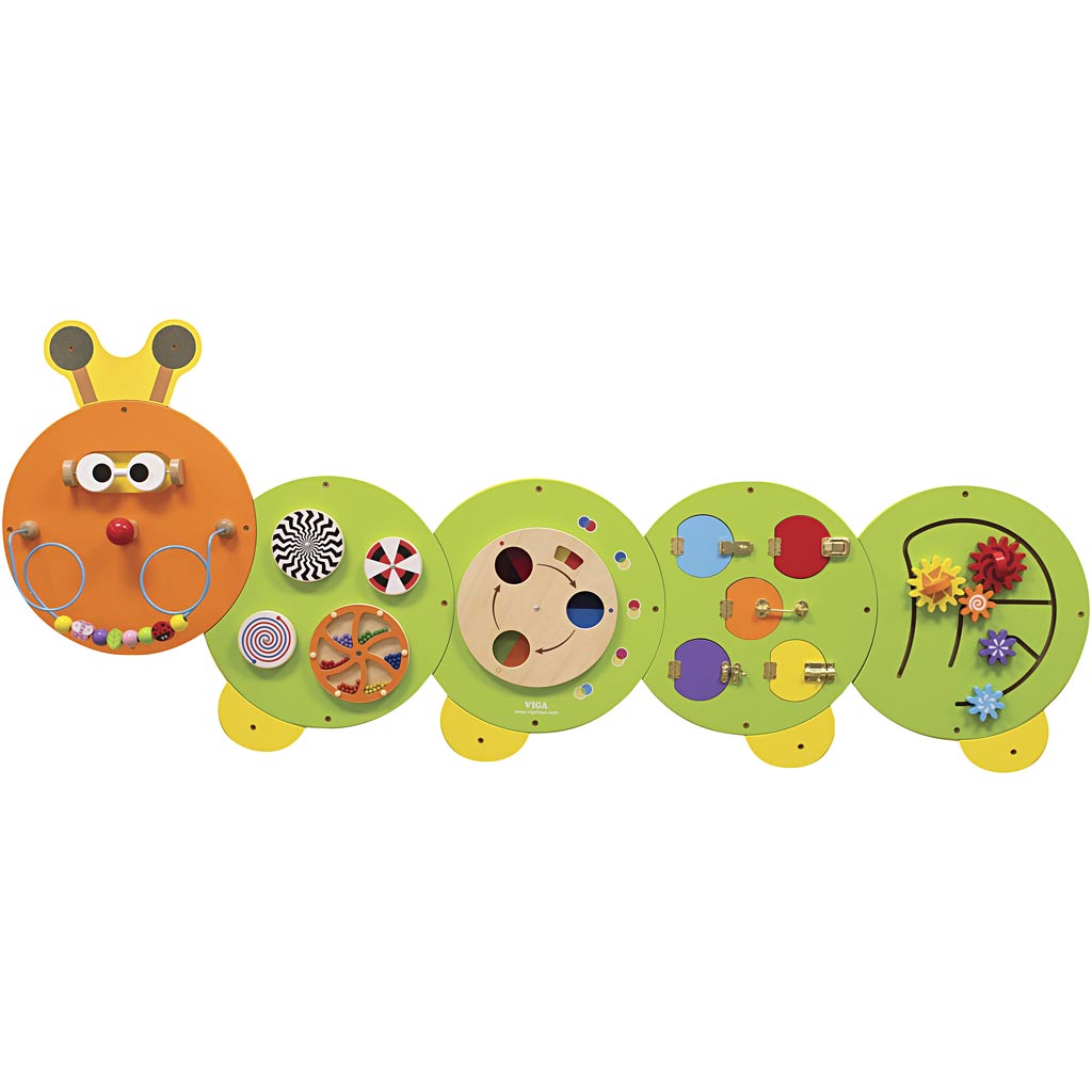 Viga toys - houten - wandspeelbord - rups - lengte 185cm