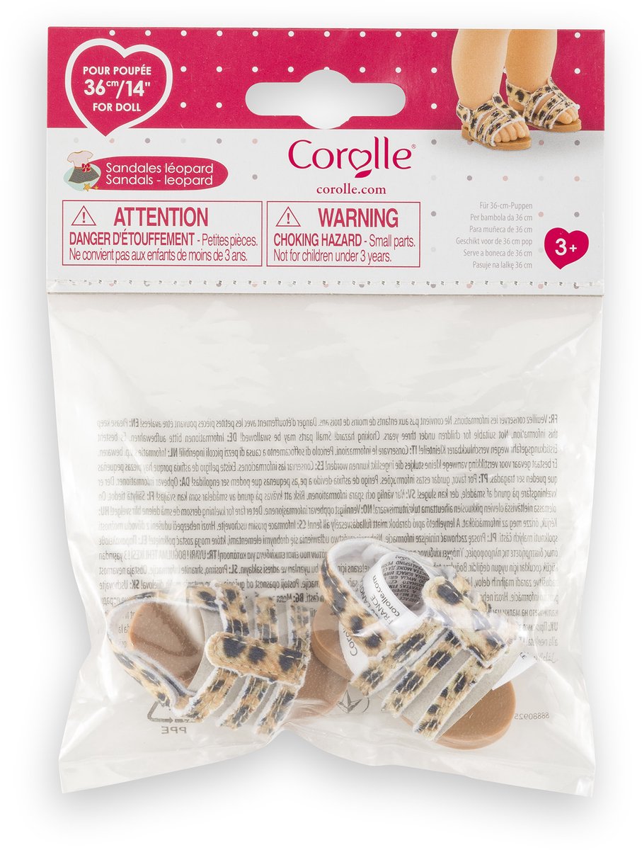 Corolle poppen sandalen luipaardprint 36cm - poppenaccessoire.