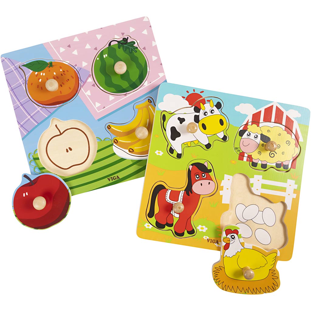 Viga houten legpuzzels met knoppen