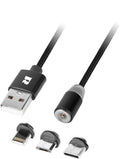 Rebel comp serie - magnetische usb kabel 3-in-1 - iphone; usb-c; micro usb