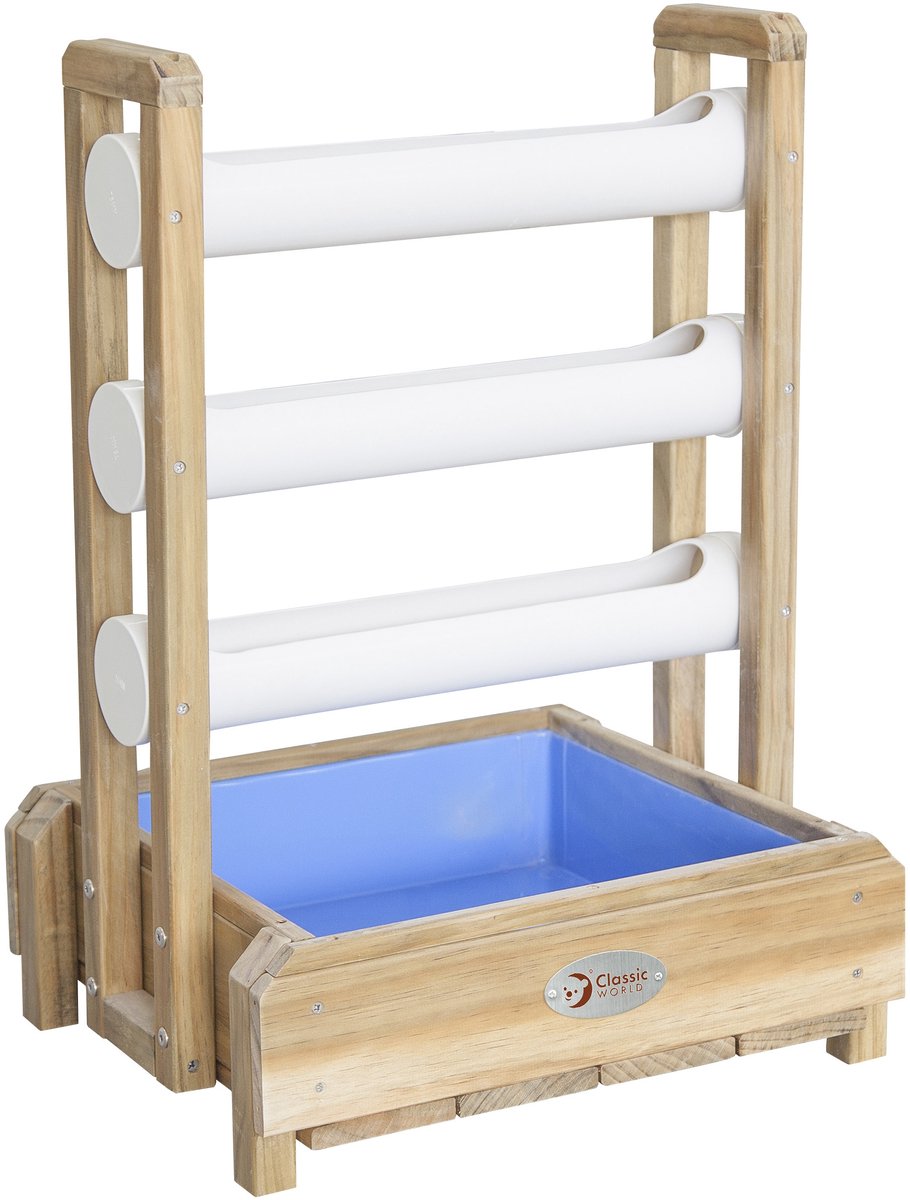 Klassischer Welt-Wasserspieltisch aus Holz mit Wasserfall