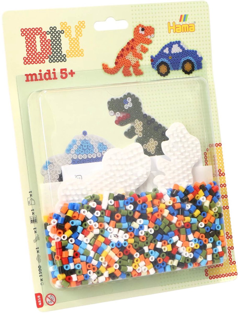 Hama Midi Bügelperlen-Set Dino, 1100 Stück.
