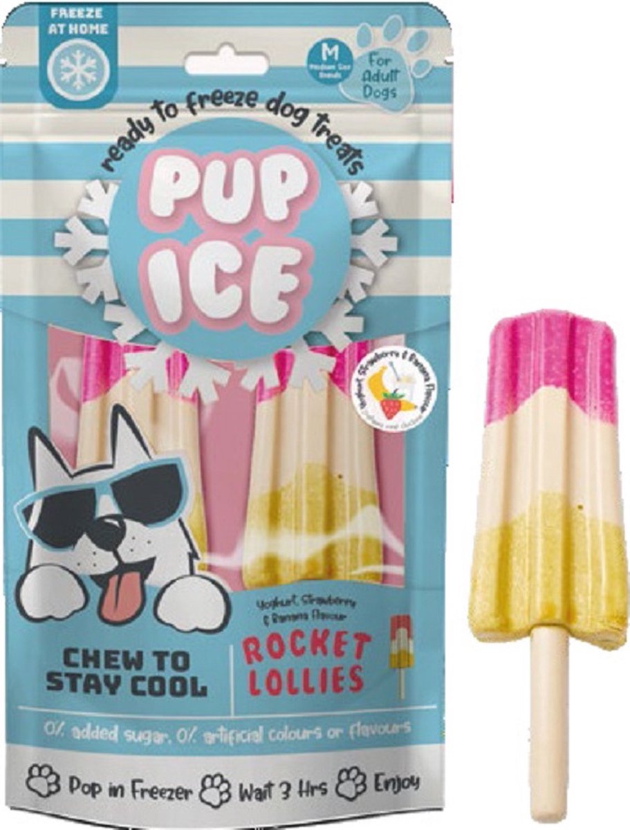 Pup ice hondenijsje raket yoghurt aardbei banaan