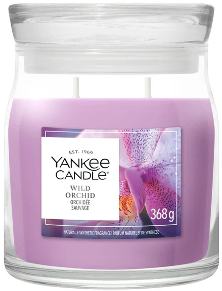 Yankee candle - wild orchid medium geurkaars - 50 branduren - 2 lonten
