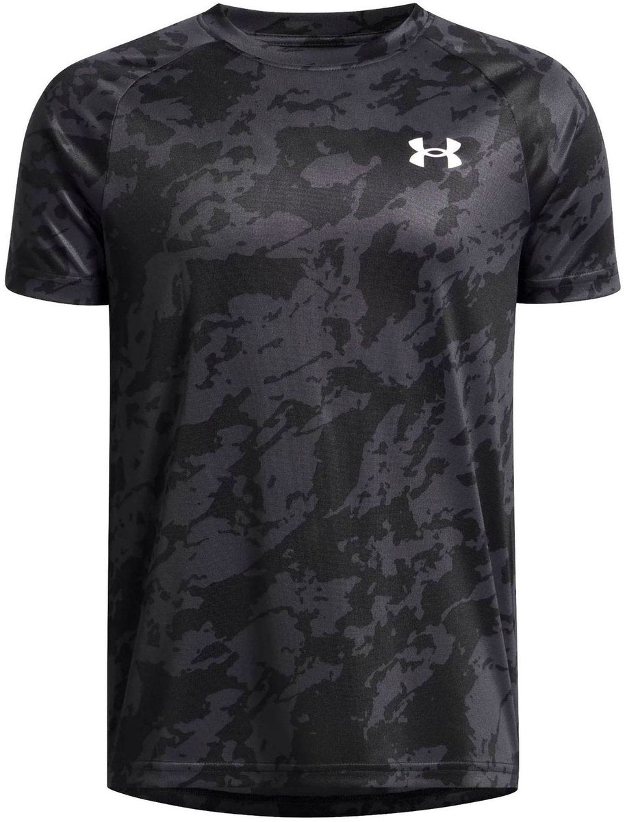 Under armour ua tech 2.0 ss-blk jongens sportshirt - zwart - antraciet - wit 164