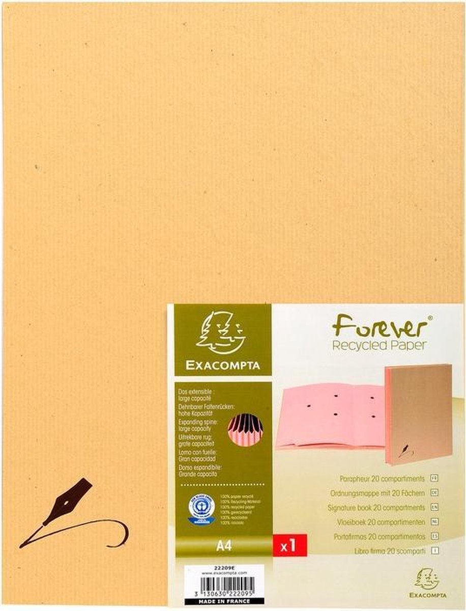 Exacompta forever® handtekenmap in kraft met harmonicarug - 20 indelingen - kraft bruin - 22209e