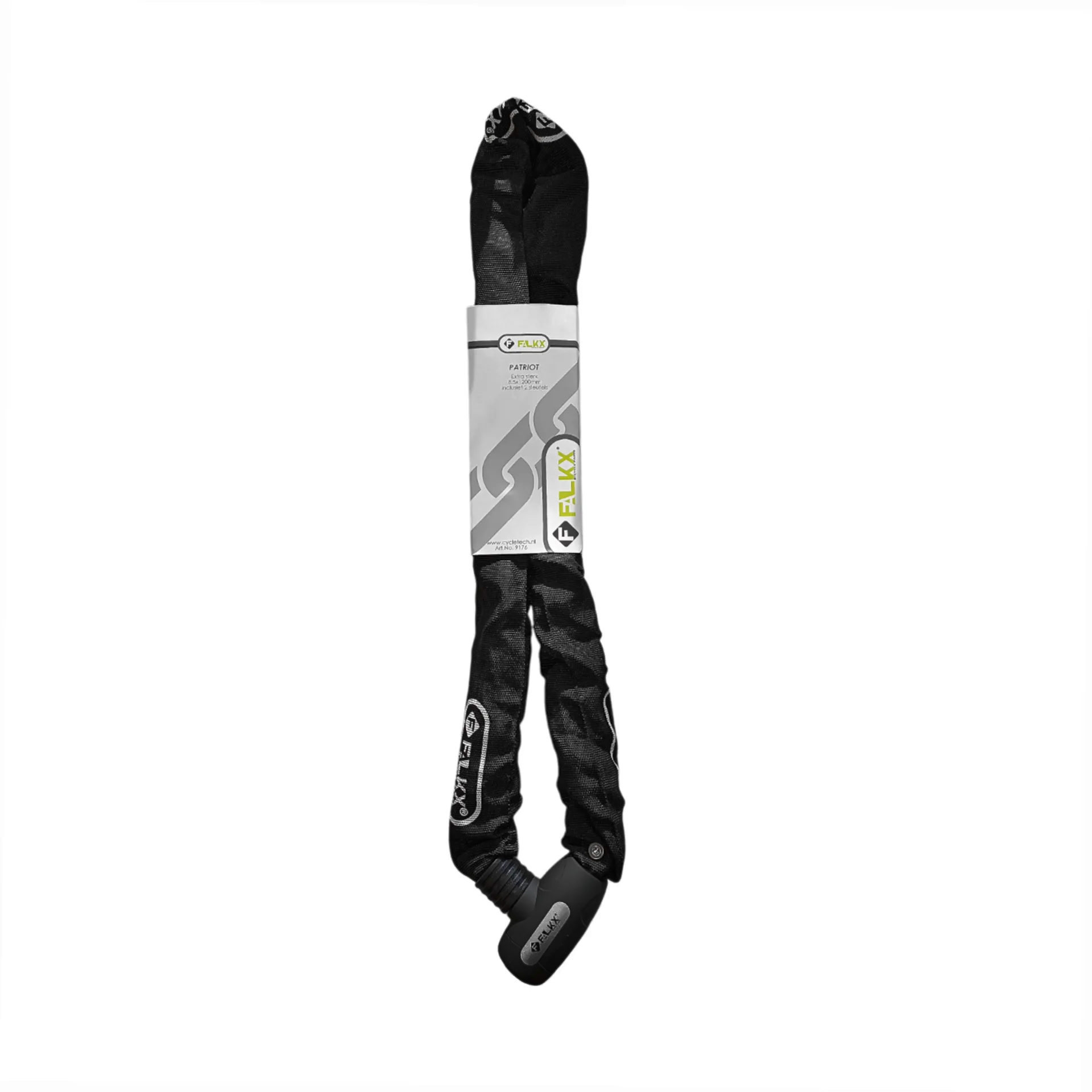 Falkx patriot kettingslot 8.5x1200mm zwart. nylon hoes