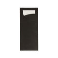 Bestekzakje pochette zwart met wit servet (600 stuks)