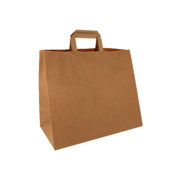 Papieren draagtas groot 32+17x27cm bruin (250 stuks)