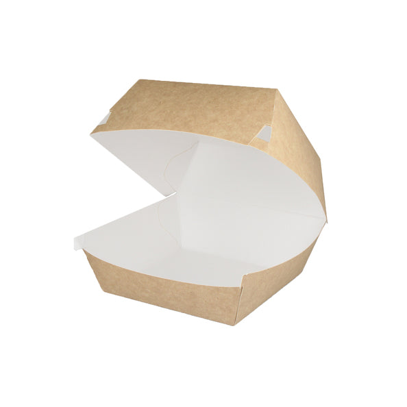 Takeaware hamburgerbak groot kraft wit (400 stuks)