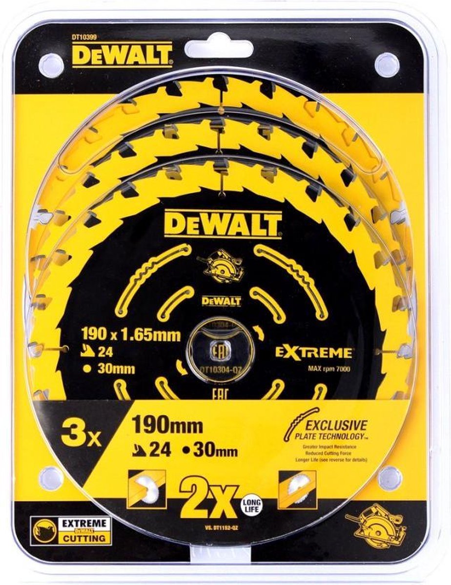 Dewalt dt10399-qz serie - tarcenset voor cirkelzagen - 24 tanden - 190mm diameter - voor hout en spijkers